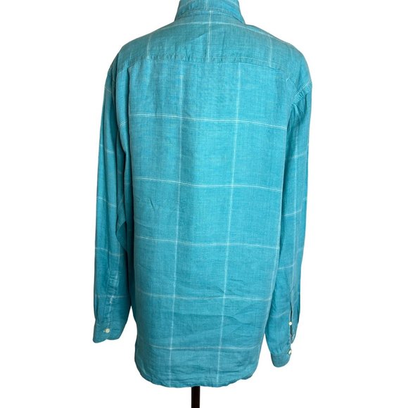 Tommy Bahamas relax men’s large button front shirt long sleeve collar blue and w - Picture 5 of 16